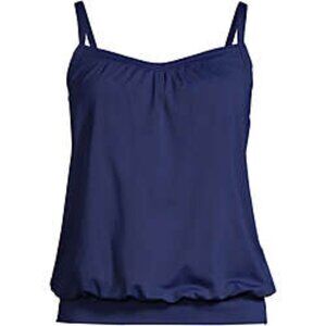 Lands' End Women's Swim Blouson Top - Navy 16 LONG